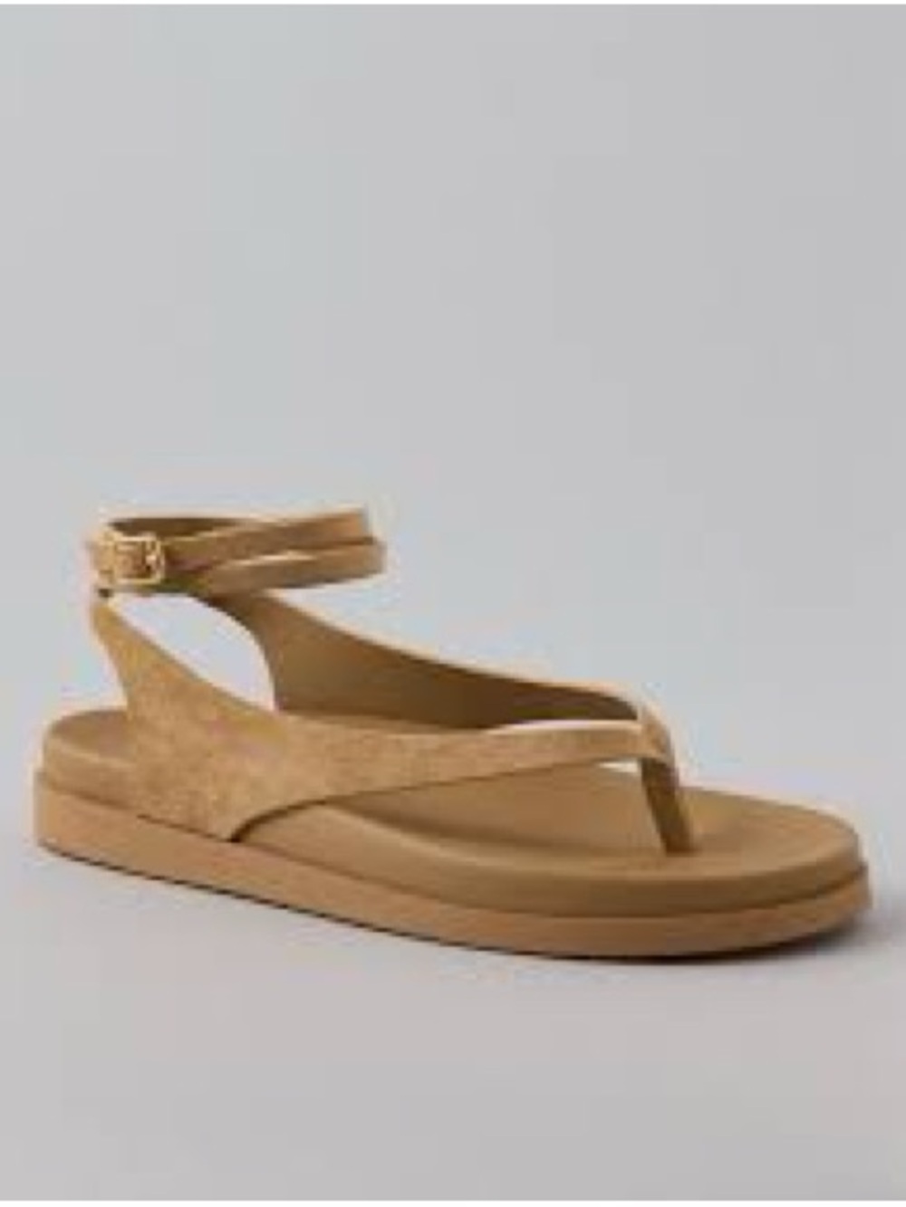 American Eagle Faux Suede Ankle Wrap Thong Sandal New